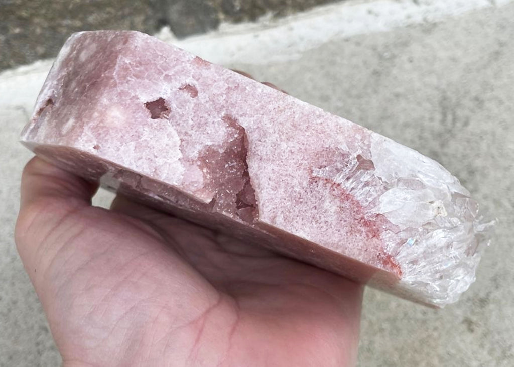 Carved And Polished Druzy Pink Amethyst Coffin