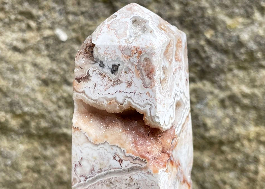 Druzy Crazy Lace Agate Obelisk