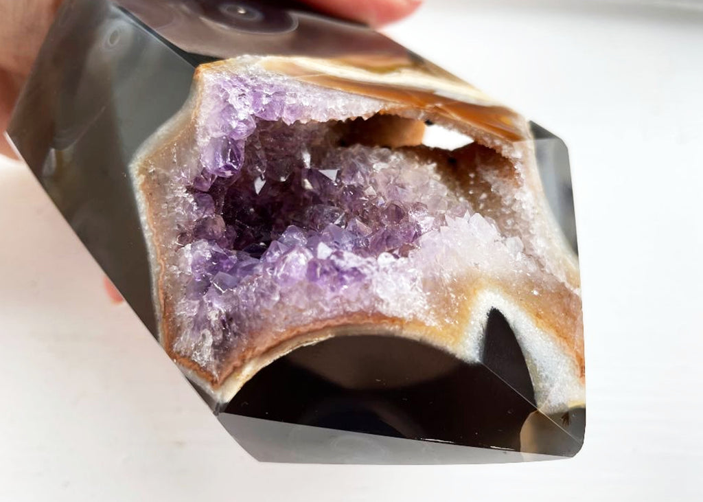 Unique Agate And Amethyst Druzy Tower