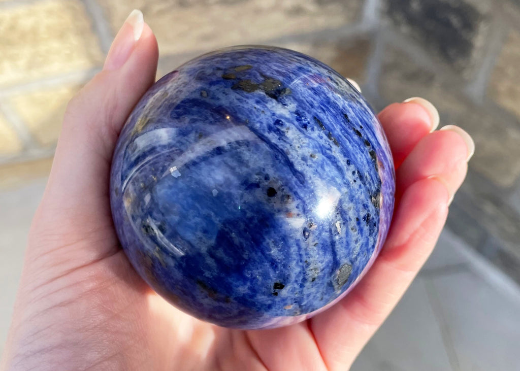 Large Polished Sodalite Sphere With Hematite Inclusions