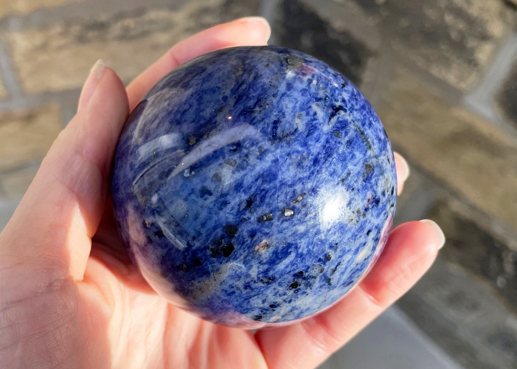 Large Polished Sodalite Sphere With Hematite Inclusions