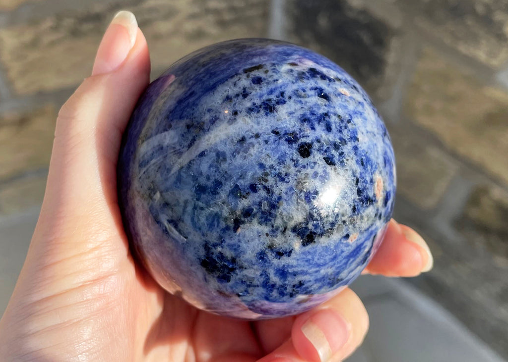 Large Polished Sodalite Sphere With Hematite Inclusions