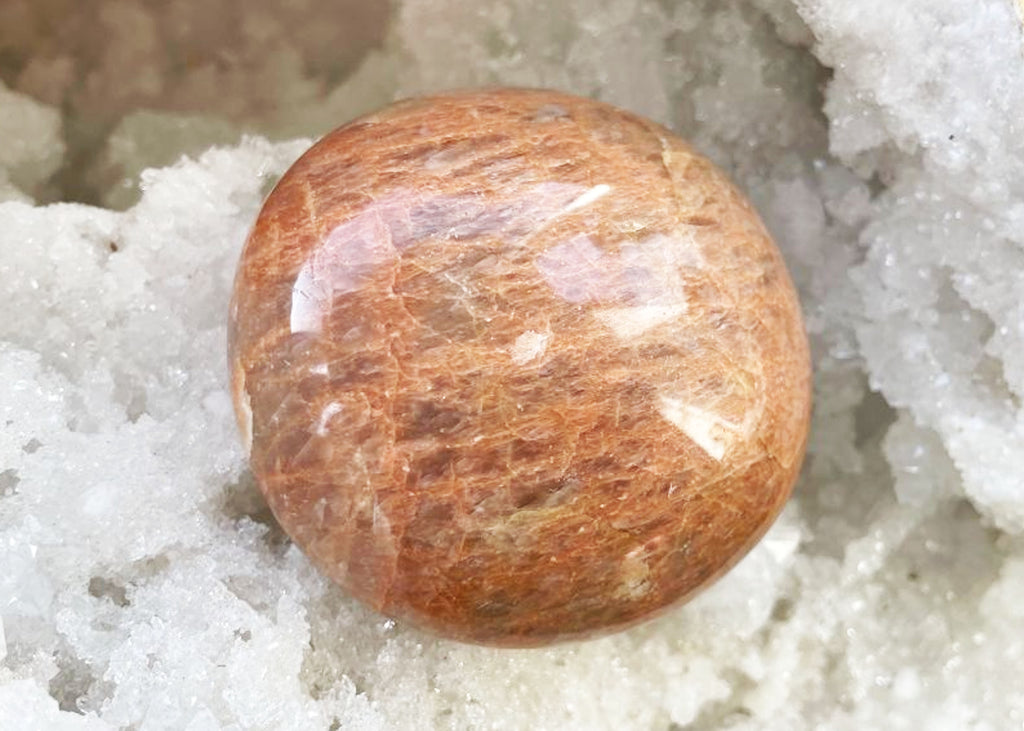 Peach Moonstone Palm Stone