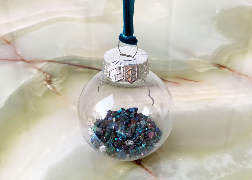 Peacock Ore Crystal Christmas Tree Bauble