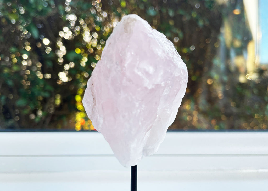 Rose Quartz Cluster On Mini Metal Stand