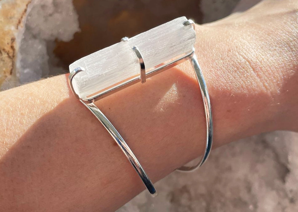 Natural Raw Selenite Bangle