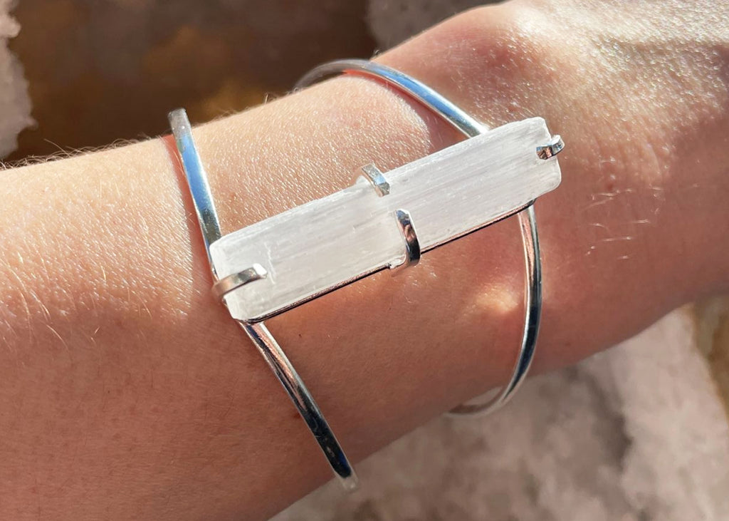 Natural Raw Selenite Bangle