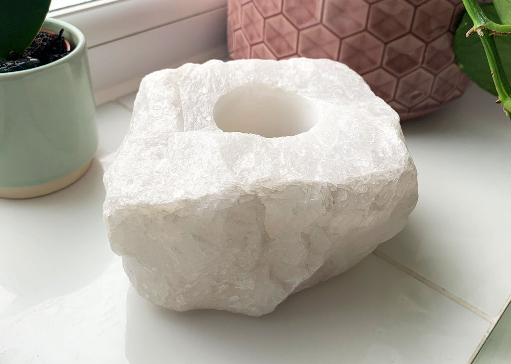 Snow Quartz Candle Holder