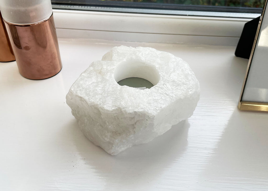 Snow Quartz Crystal Candle Holder