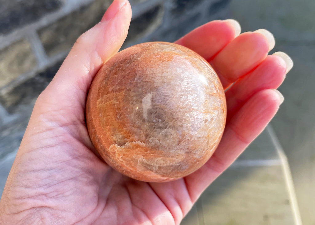 Peach moonstone sphere