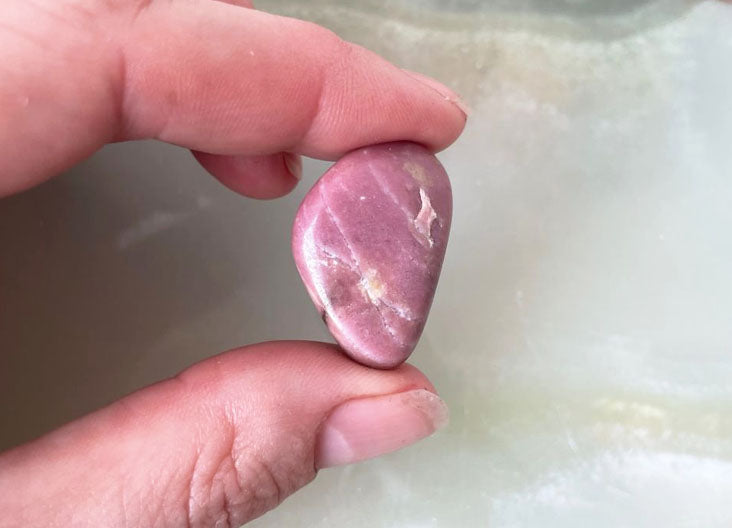 Rhodonite Crystal Bracelet And Tumblestone Gift Set