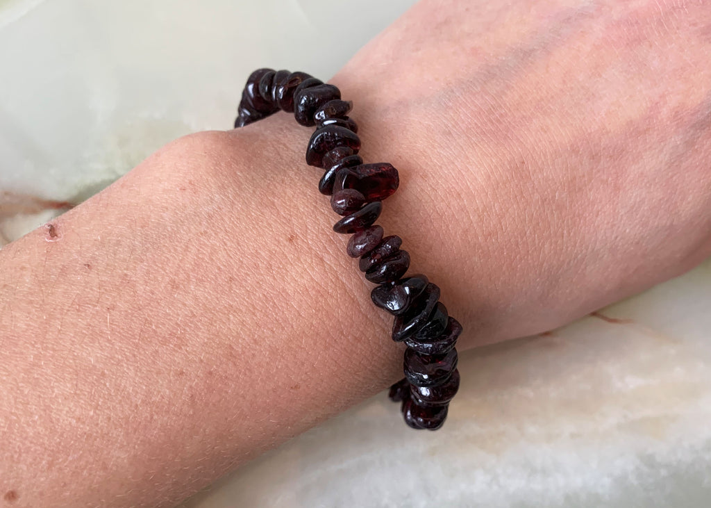 Almandine Garnet Crystal Chip Bracelet